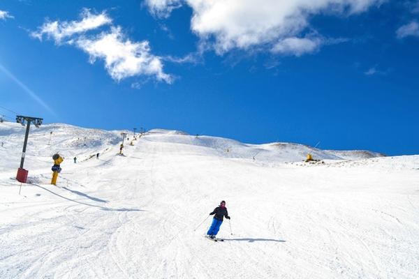Skier enjoys the un-crowded slopes over at Coronet Peak's Rocky Gully on Saturday.